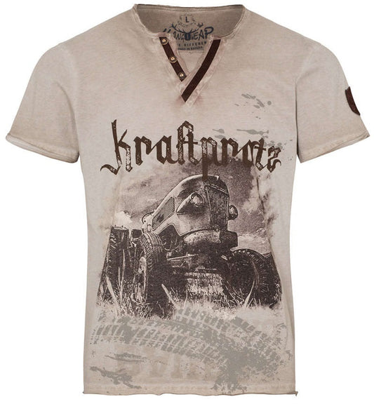 Trachtenshirt Kraftprotz Beige – Hangowear Everett Herren Shirt - Fasnacht24.ch – Produktansicht