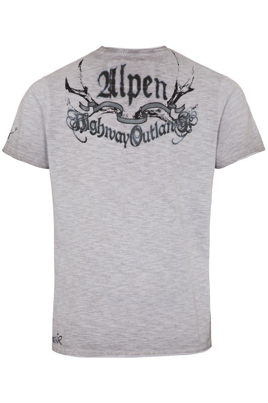 Hangowear Trachtenshirt Clint – Graues Alpenbiker Baumwollshirt Herren - Fasnacht24.ch