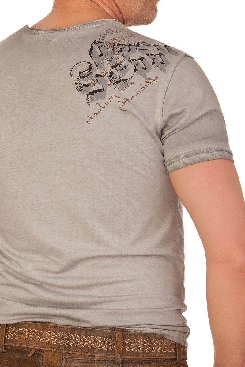 Hangowear Herren Alpen Sepp T-Shirt – Grau Oil-Washed V-Neck - Fasnacht24.ch