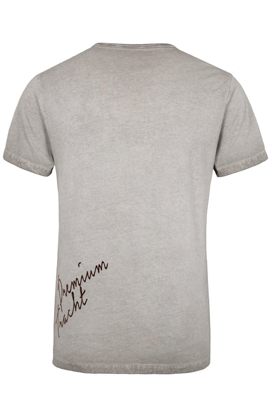Tracht T-Shirt Grau – Hangowear Premium Baumwolle mit Hirschkopf Print - Fasnacht24.ch