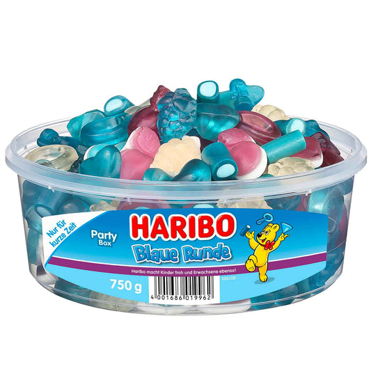 Haribo Blaue Runde 750g Fruchtgummi- und Schaumzucker-Mischung in Kunststoffdose