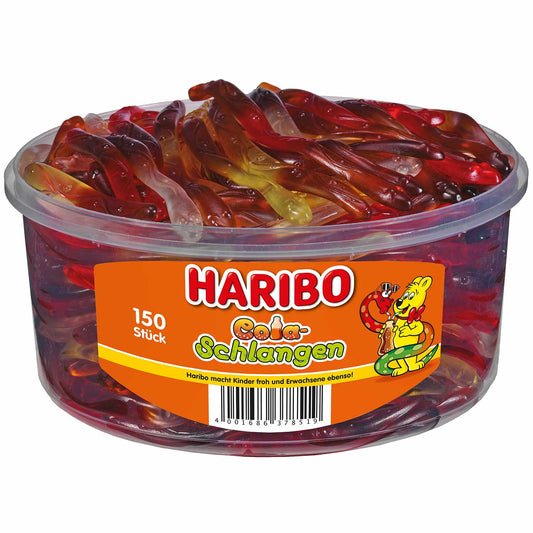 Haribo Cola-Schlangen Fruchtgummi 150 Stück Dose – Produktansicht