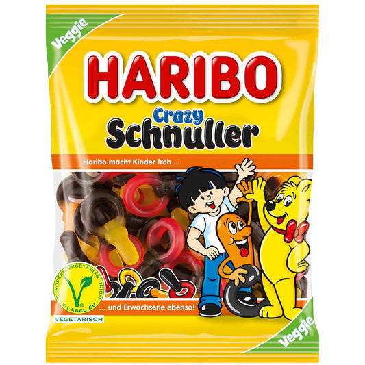 Haribo Crazy Schnuller vegetarisch 175g Fruchtgummi und Lakritz