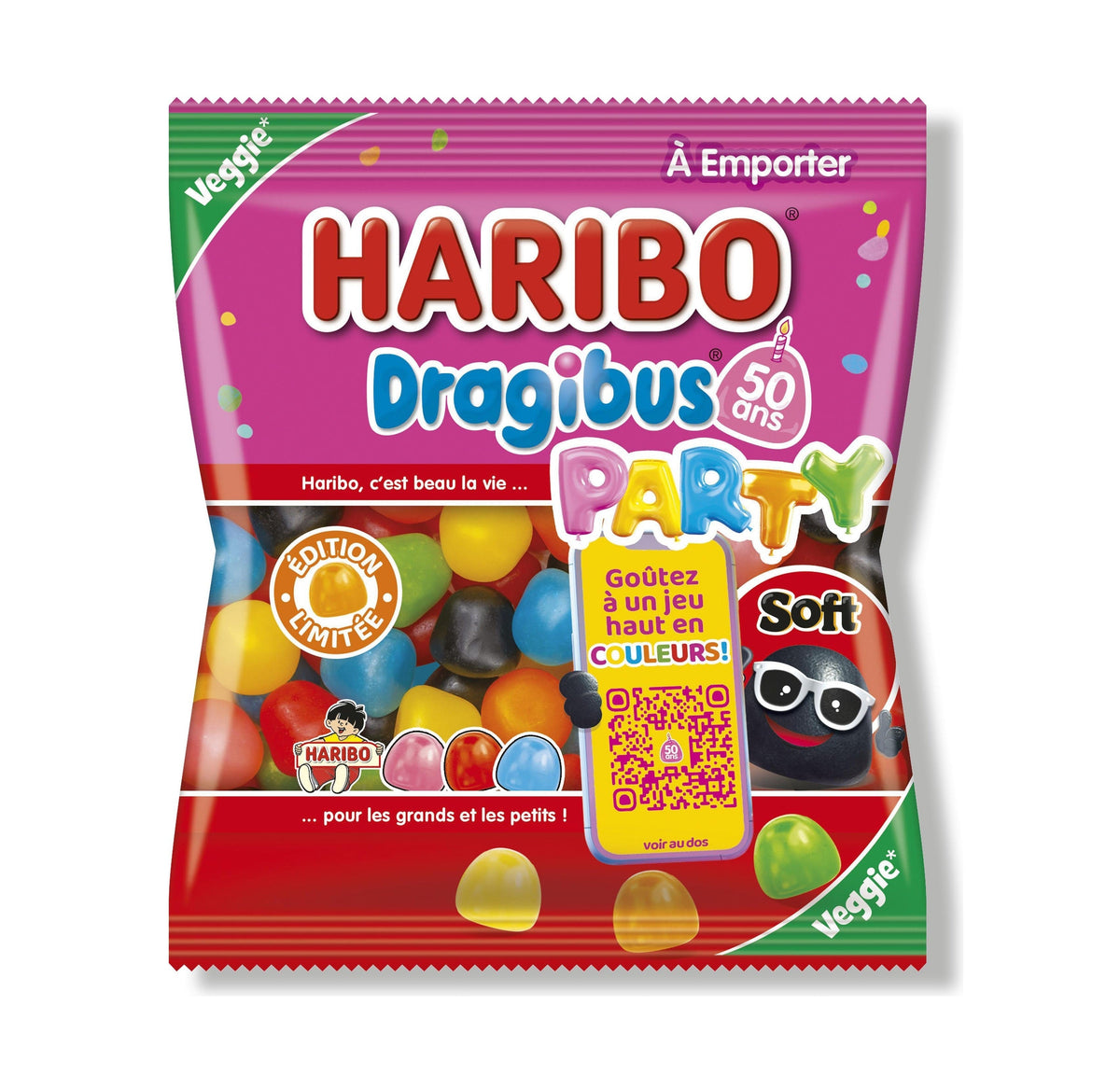 Haribo Dragibus Soft Mix fruchtige Kaudragees 130 g Packung