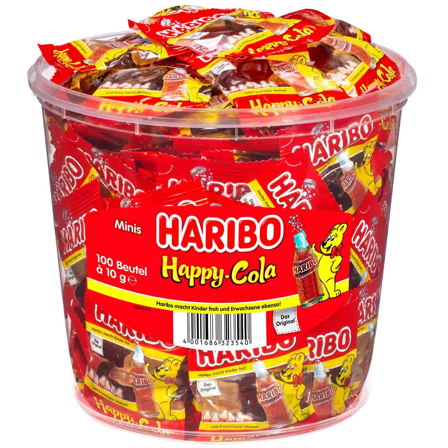 Haribo Happy-Cola Minis Fruchtgummi 100 Beutel à 10 g mit Cola-Geschmack