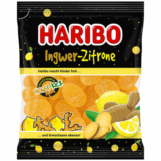 Haribo Ingwer-Zitrone Fruchtgummi 160g Packung - scharfer Ingwer und saure Zitrone