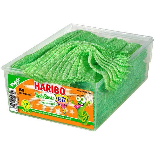 Haribo Pasta Basta Apfel FIZZ vegan 150er Fruchtgummi Extrasaure Apfelgeschmack – Produktansicht