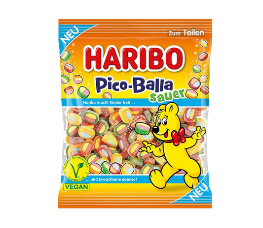 Haribo Pico-Balla sauer vegan 160g saures Fruchtgummi mit Konfektfüllung