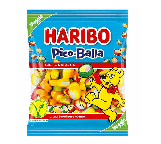 Haribo Pico-Balla vegetarisch 160g Fruchtgummi Stücke mit Konfektfüllung – Produktansicht