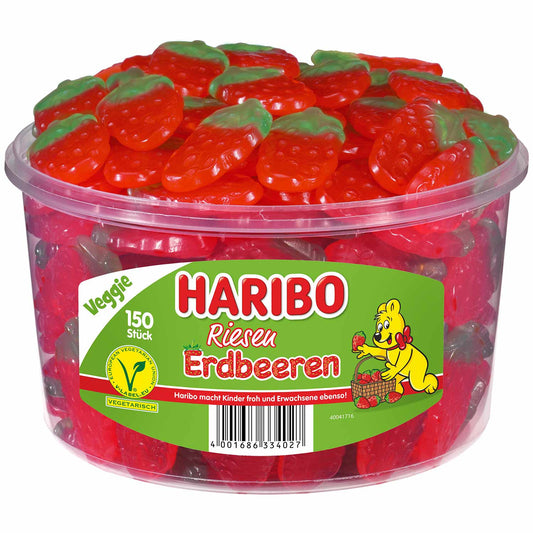 Haribo Riesen Erdbeeren vegetarisch Fruchtgummi 150er – Produktansicht