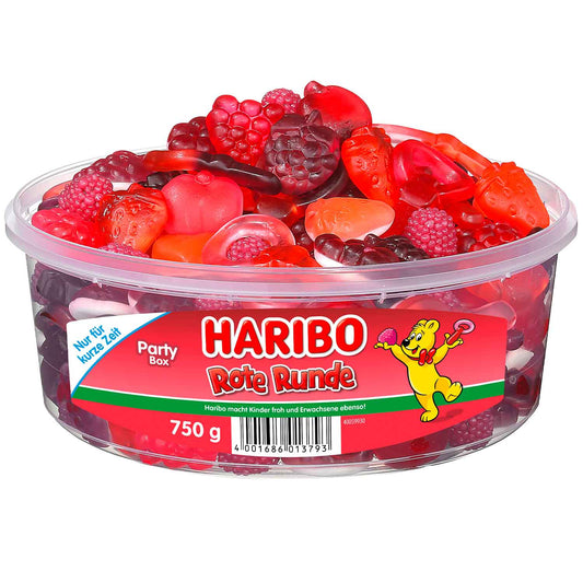 Haribo Rote Runde 750g Fruchtgummi- und Schaumzucker-Mischung in Kunststoffdose