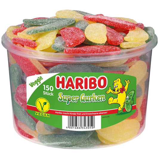 Haribo Super Gurken vegan 150er saure Fruchtgummi-Gurken – Produktansicht