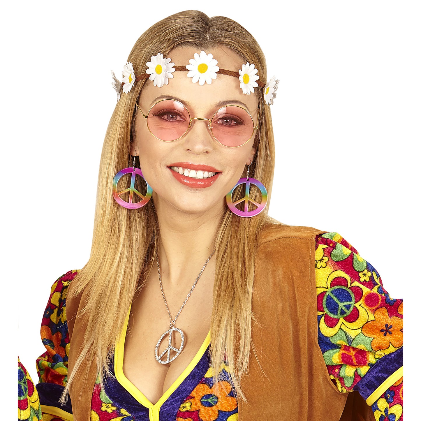 "HIPPIE" (Blumenhaarband, Ohrringe, Brille) – Ansicht 3