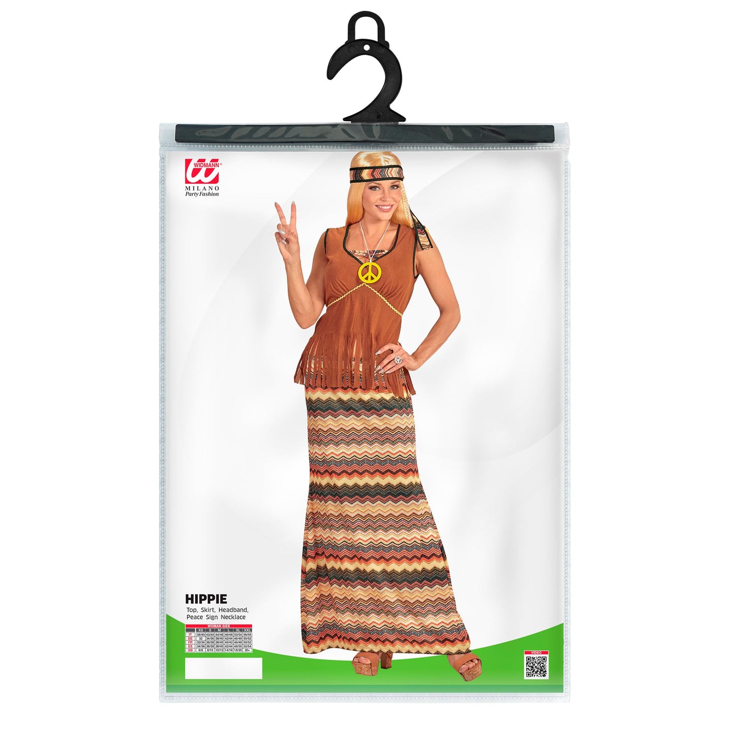 "HIPPIE WOMAN" (Kleid mit Weste, Rock, Stirnband, Kette mit Peace-Zeichen) – Ansicht 3