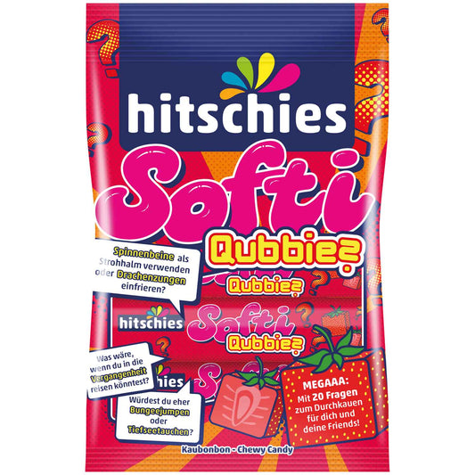 Hitschies Softi Qubbies Erdbeere 80g - Bonbon mit Erdbeergeschmack