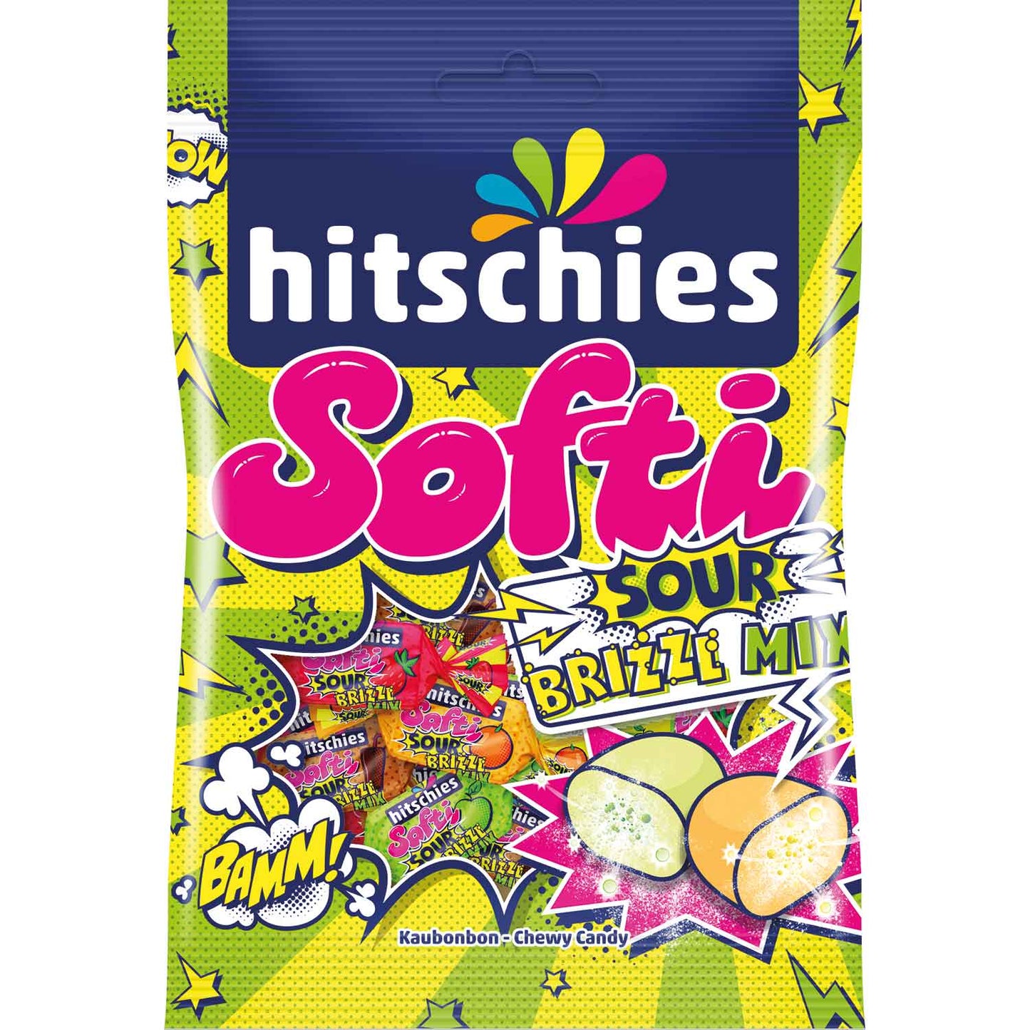 Hitschies Softi Sour brizzl Mix Orange gefüllte Kaubonbons 90 g