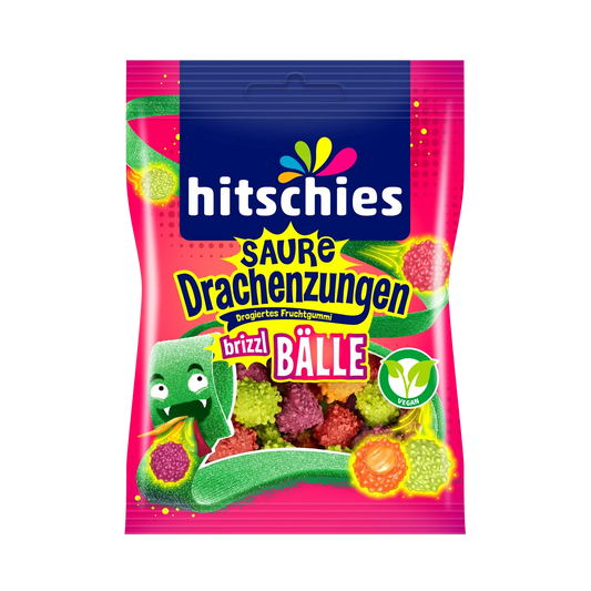 hitschies Saure Drachenzungen Brizzl Bälle 100g - Fruchtgummi saure Drachenzungen Brizzl Bälle von hitschies – Produktansicht