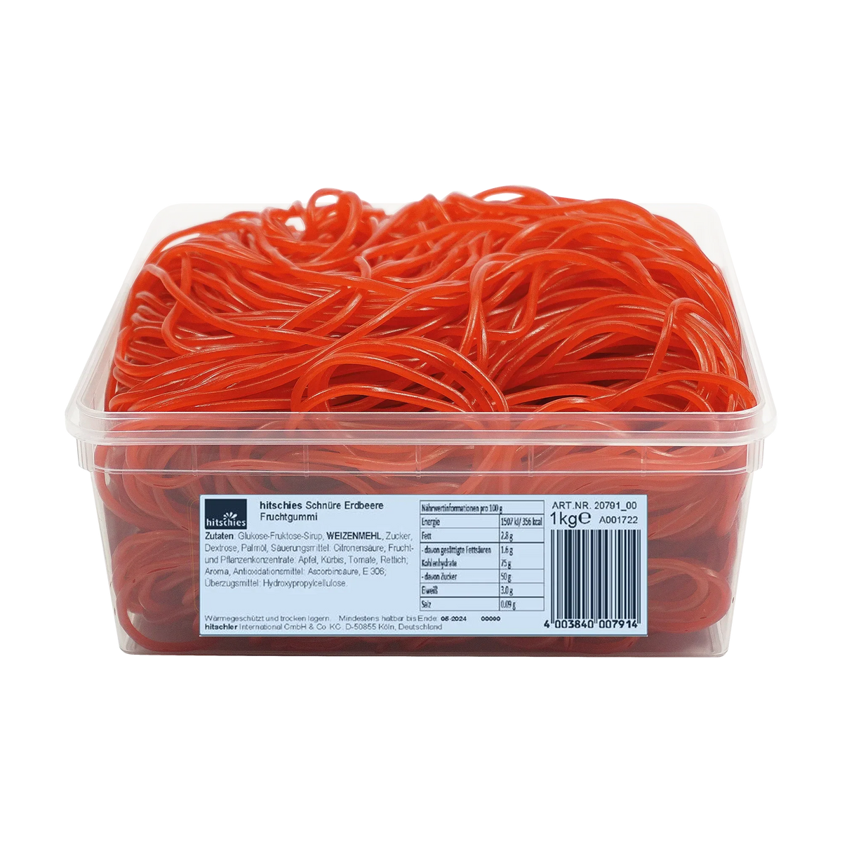 Hitschies Schnüre Erdbeere Fruchtgummi 1000 g Beutel – Detailansicht