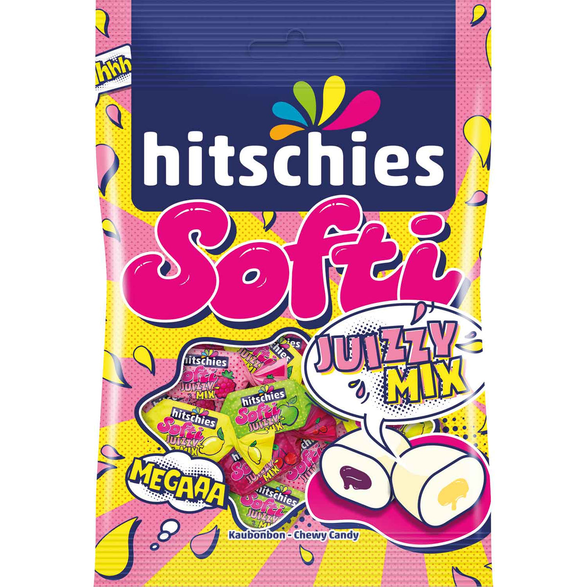 Hitschies Softi Juizzy Mix 90 g Kaubonbons mit flüssigem Fruchtkern