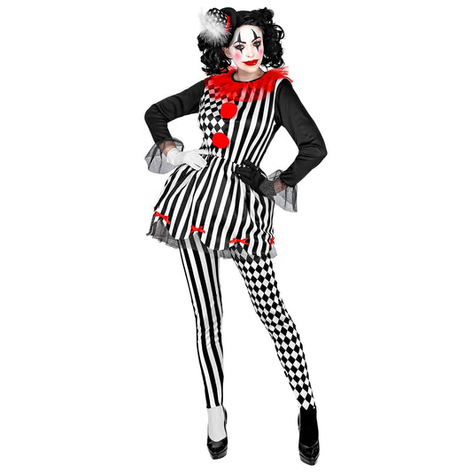 "HORROR HARLEKINA" (Kleid, Leggings, Minihut) – Vorderansicht
