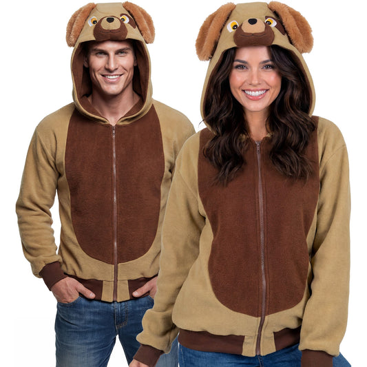 "HUND" (Fleecejacke mit Kapuze) – Vorderansicht