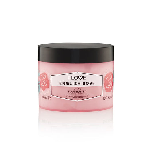 I Love I Love, Signature Collection, Vegan, Hydratisierend, Englische Rose, Körperbutter, 330 ml Regular