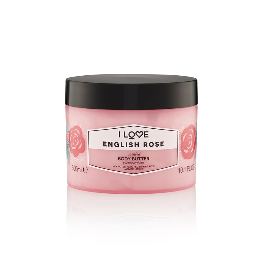 I Love, Signature Collection, Vegan, Hydratisierend, Englische Rose, Körperbutter, 330 ml