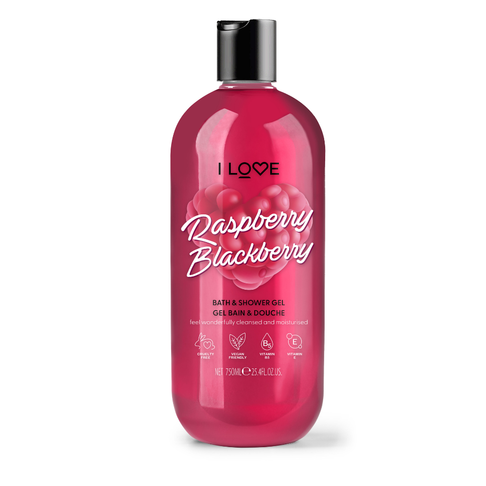 I Love, Raspberry & Blackberry, Hydratisierend, Duschgel, Für alle Hauttypen, 750 ml