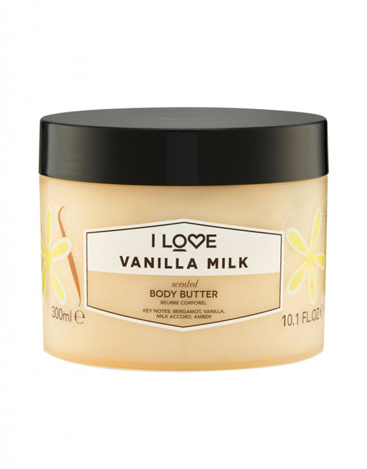 I Love I Love, Signature Collection, Vegan, Hydratisierend, Vanillemilch, Körperbutter, 330 ml Regular