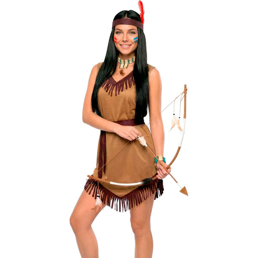 "INDIANERIN" (Kleid, Gürtel, Stirnband) – Vorderansicht