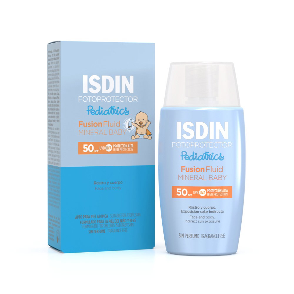 Isdin, Fotoprotector Pediatrics, Sonnenschutzfluid, Für Gesicht & Körper, Hoher Schutz SPF 50, breites Spektrum UVA/UVB Widerstand., 50 ml