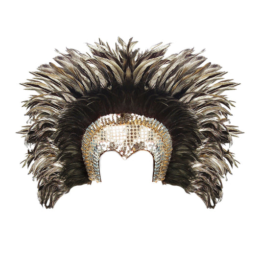 "KABARETT FEDERKOPFSCHMUCK" - silber – Vorderansicht