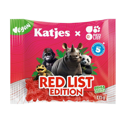 Katjes Red List Edition 175g veganes rotes Fruchtgummi in Tierform