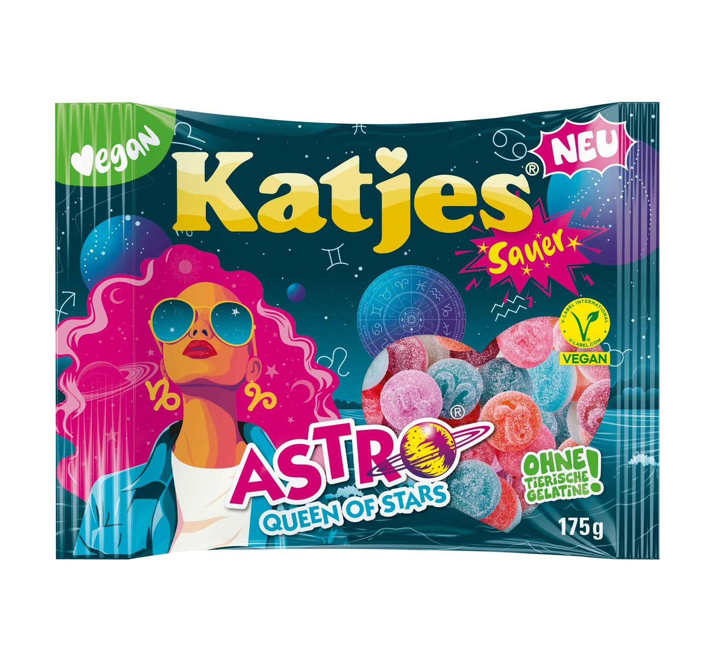 Katjes Astro Queen of Stars Sauer 175g Saure Fruchtgummi-Mischung
