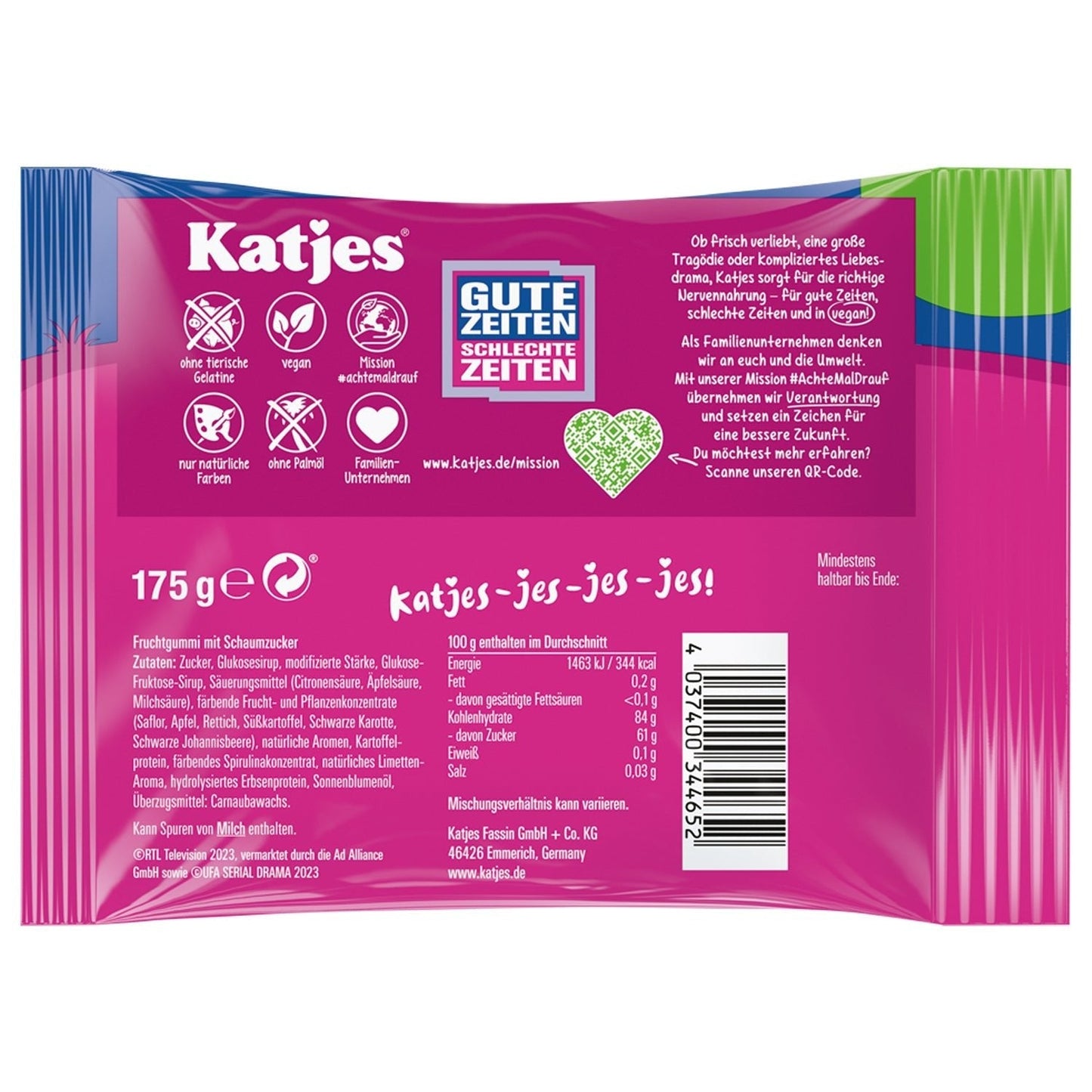 Katjes GZSZ Fruchtgummi mit Schaumzucker 175 g vegane Nascherei