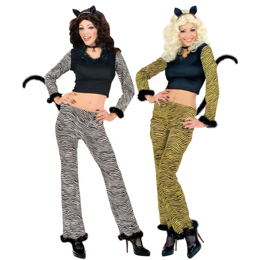 "KATZE" sort. in 2 Farben (Top, Hose mit Schwanz, Ohren, Halsband mit Glöckchen) – Vorderansicht