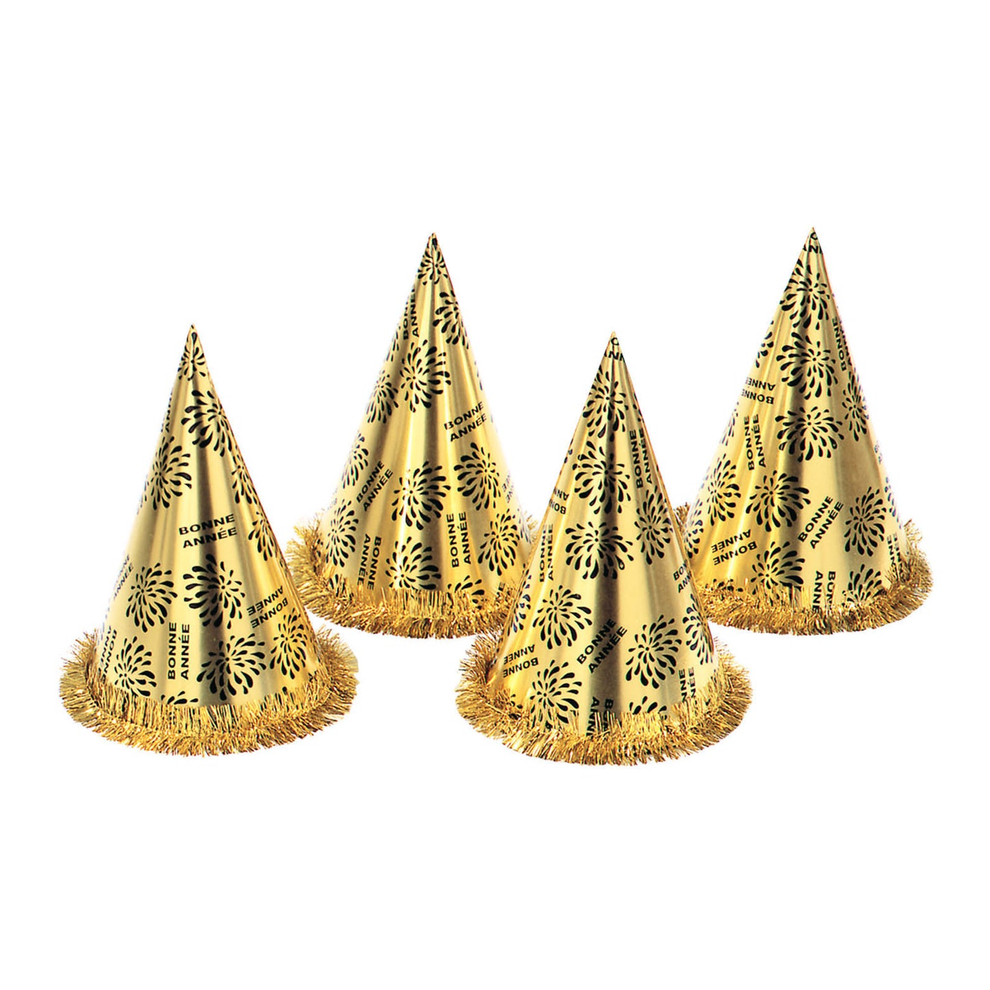 "KEGELHUT BONNE ANNÉE GOLD MIT FRANSEN" 28 cm – Detailansicht