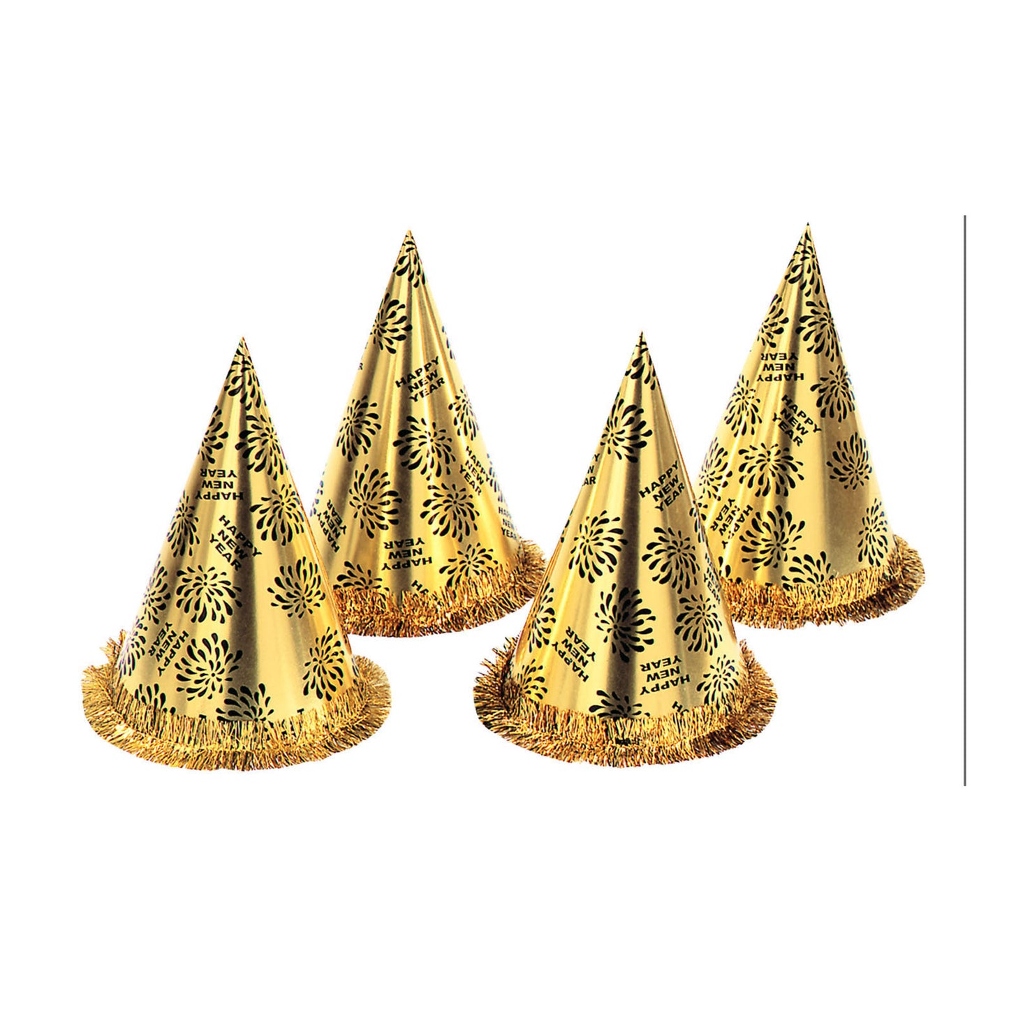 "KEGELHUT HAPPY NEW YEAR GOLD MIT FRANSEN" 28 cm – Detailansicht