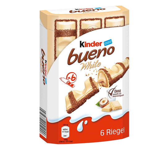 Ferrero kinder bueno White 6er – Produktansicht und Detailansicht – Produktansicht