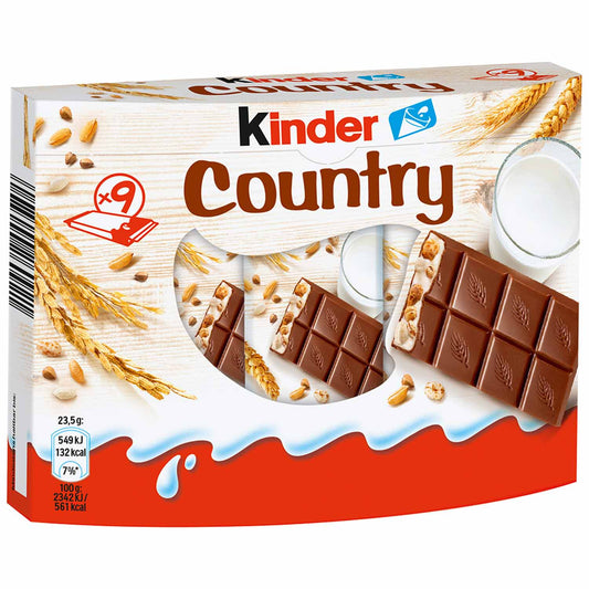 kinder Country 9 Riegel Packung - Schokolade Snack von Kinder