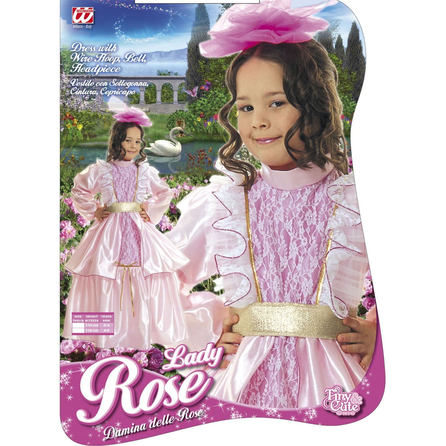 "KLEINE ROSEN LADY" (Kleid mit Petticoat, Gürtel, Kopfbedeckung) – Detailansicht