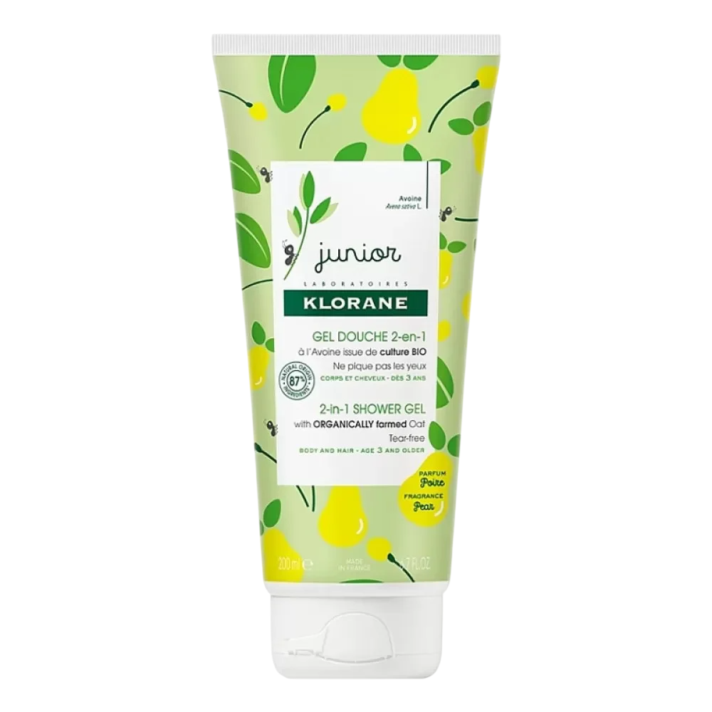 Klorane Junior Birne 2-in-1 Duschgel und Shampoo mit Hafer 200 ml