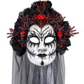 "KÖNIGIN DER TOTEN MASKE MIT SCHWARZEN ROSEN & SCHLEIER" – Vorderansicht