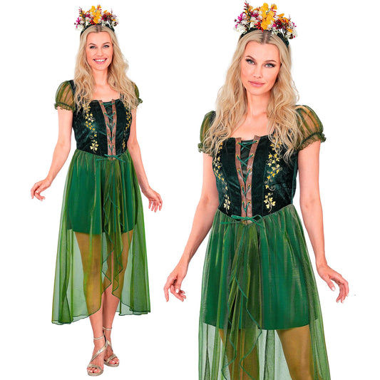 "KÖNIGIN DER WÄLDER" (Kleid, Haarreif) – Vorderansicht