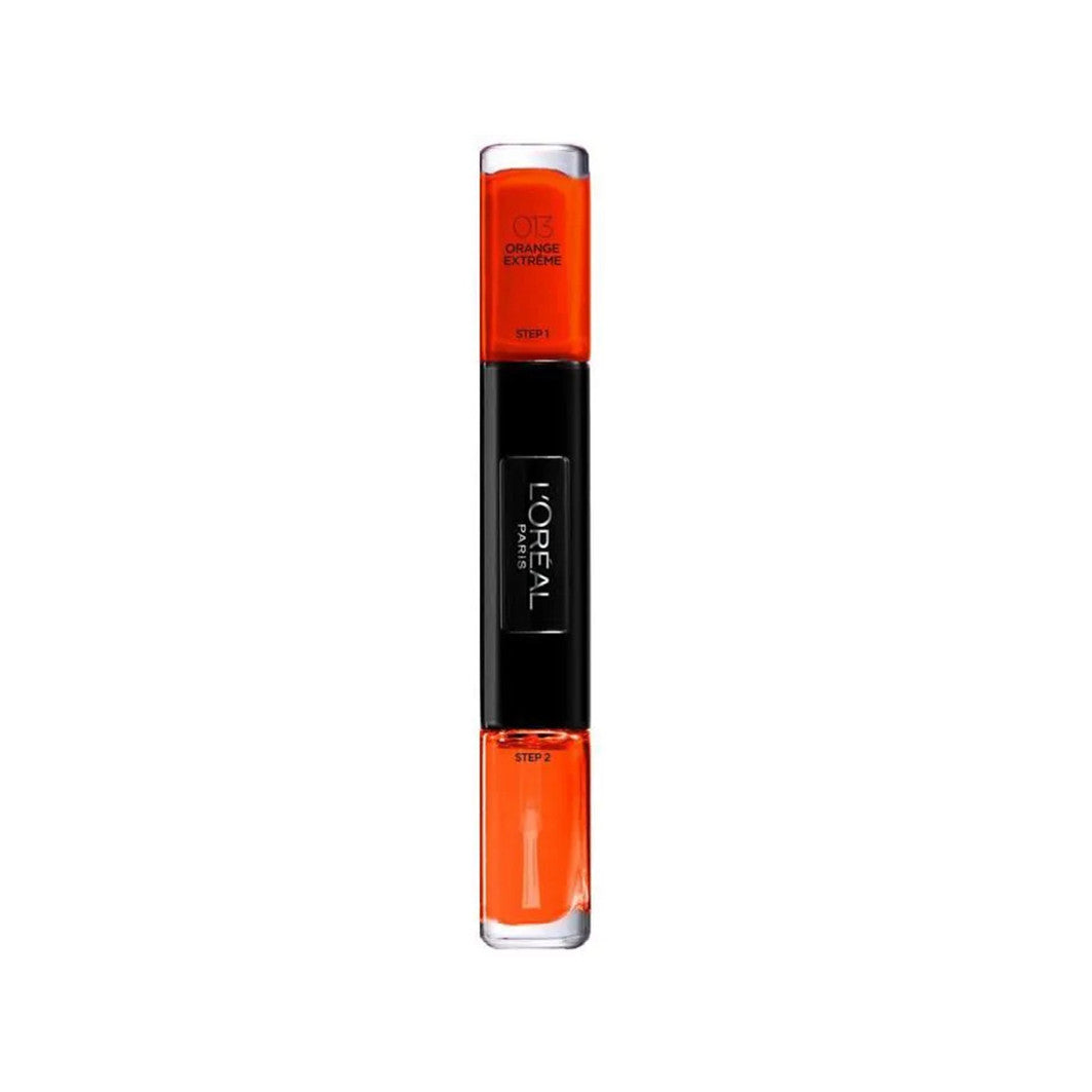 L'Oreal Paris, Infallible, Gel-Effekt, Nagellack 2-in-1, 013, Extrem Orange, 2 x, 5 ml