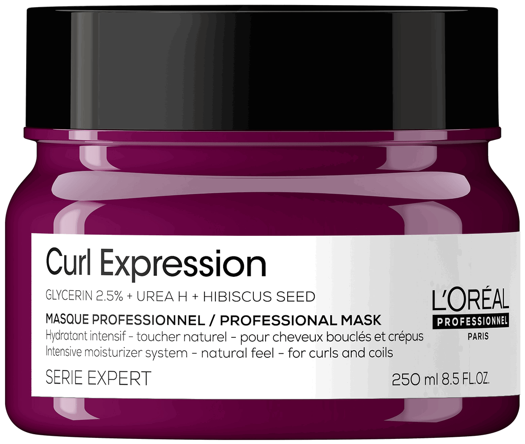L'Oreal Professionnel, Serie Expert Curl Expression, Glycerin 2,5% + Harnstoff H + Hibiskussamen, Haarbehandlungs-Crememaske, Intensive Feuchtigkeitspflege, 250 ml