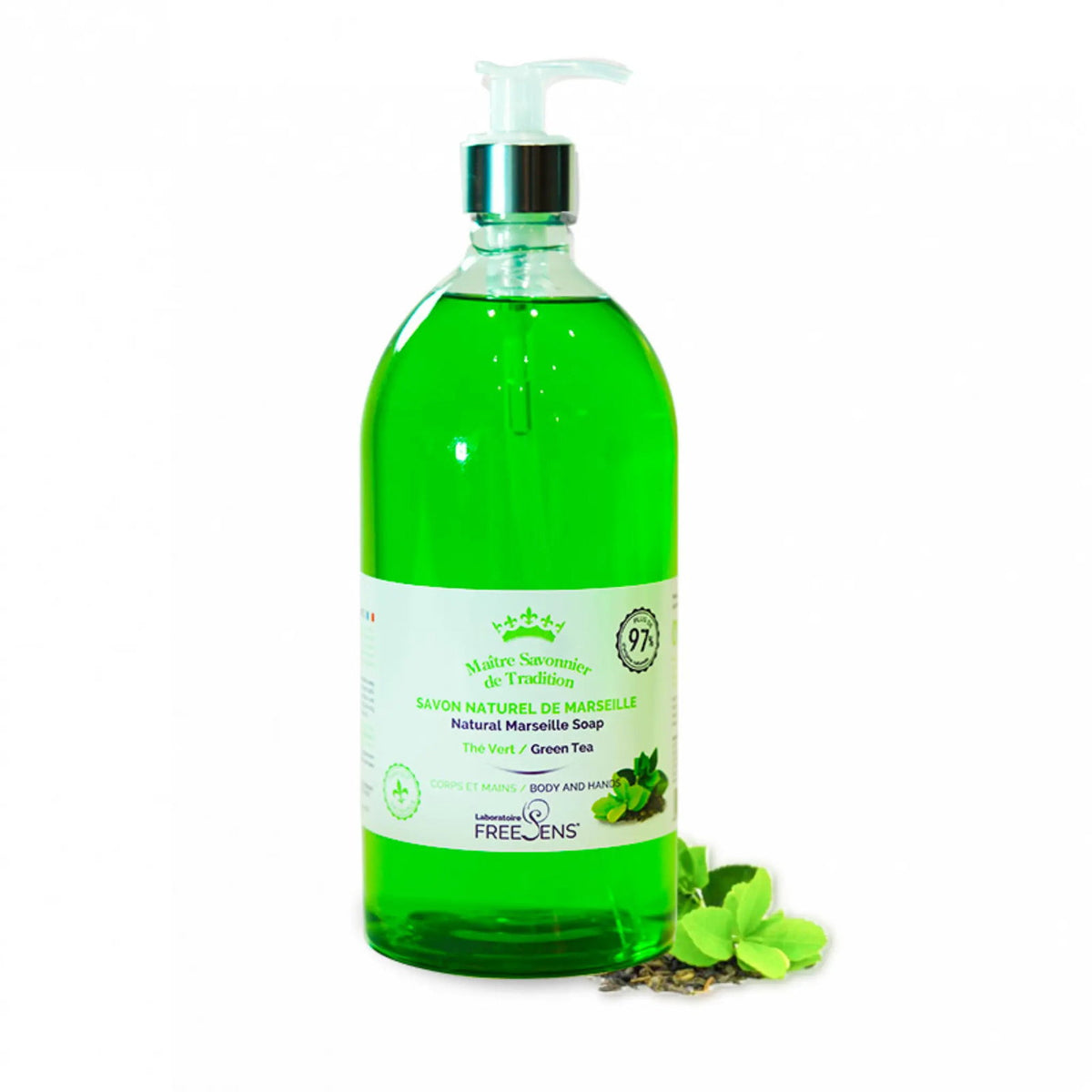 Laboratoire Freesens, Freesens, Grüner Tee, Sanfte Reinigung, Flüssigseife, Für Hände & Körper, 1000 ml