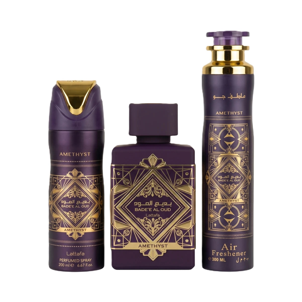 LATTAFA BADE'E AL OUD AMETHYST EDP SET 100+DEO+ROOM SPRAY