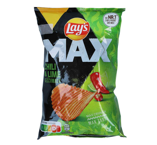 Lay´s Lay's Max Chili & Lime 110g Geriffelte Kartoffelchips mit Chili-Limetten-Geschmack