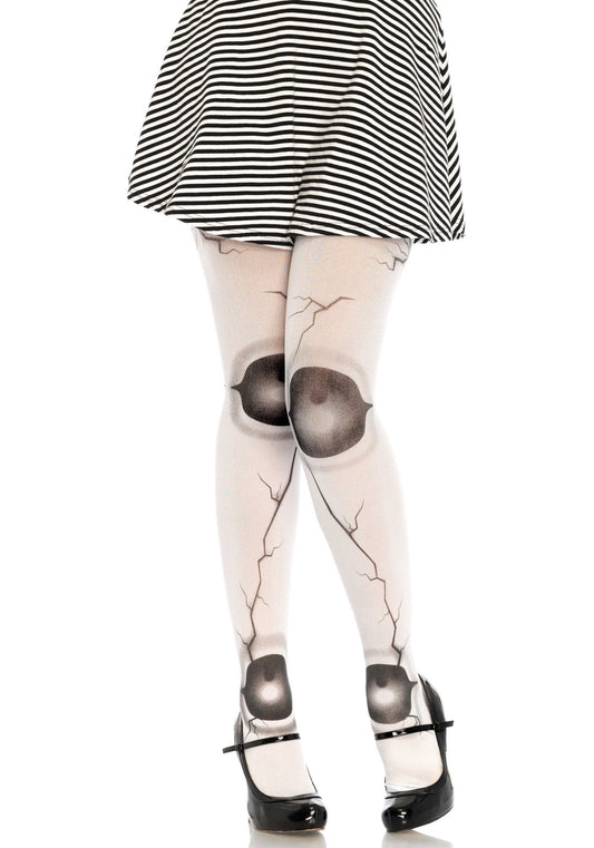 Leg Avenue Gothic Doll Strumpfhose – Weiss/Schwarz Einheitsgrösse - Fasnacht24.ch
